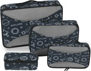 Travel Cubes for Packing Set of 4 Luggage Organizer Packing Organizers for Luggage Packing Cube Space Planet