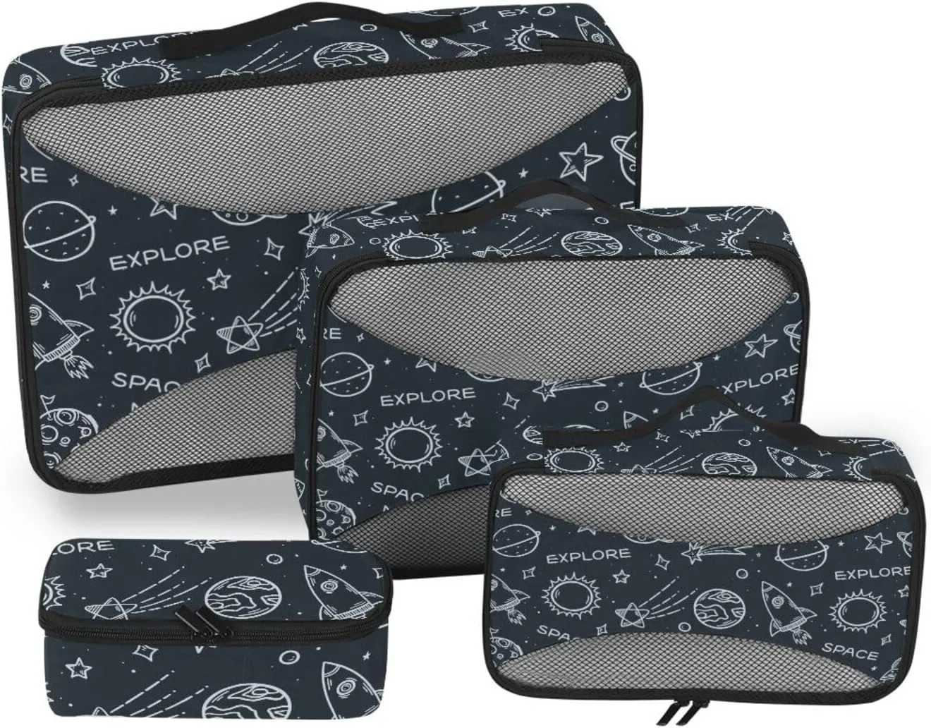 Travel Cubes for Packing Set of 4 Luggage Organizer Packing Organizers for Luggage Packing Cube Space Planet