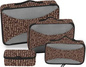 Travel Cubes for Packing Set of 4 Suitcase Organizer Suitcase Packing Cubes Oacking Cubes Houndstooth Leopard Printed