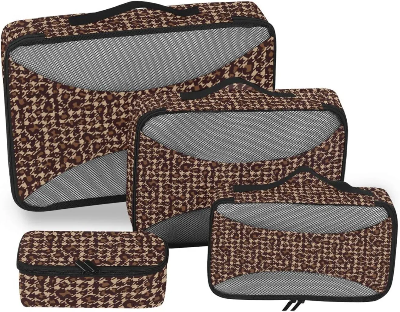 Travel Cubes for Packing Set of 4 Suitcase Organizer Suitcase Packing Cubes Oacking Cubes Houndstooth Leopard Printed