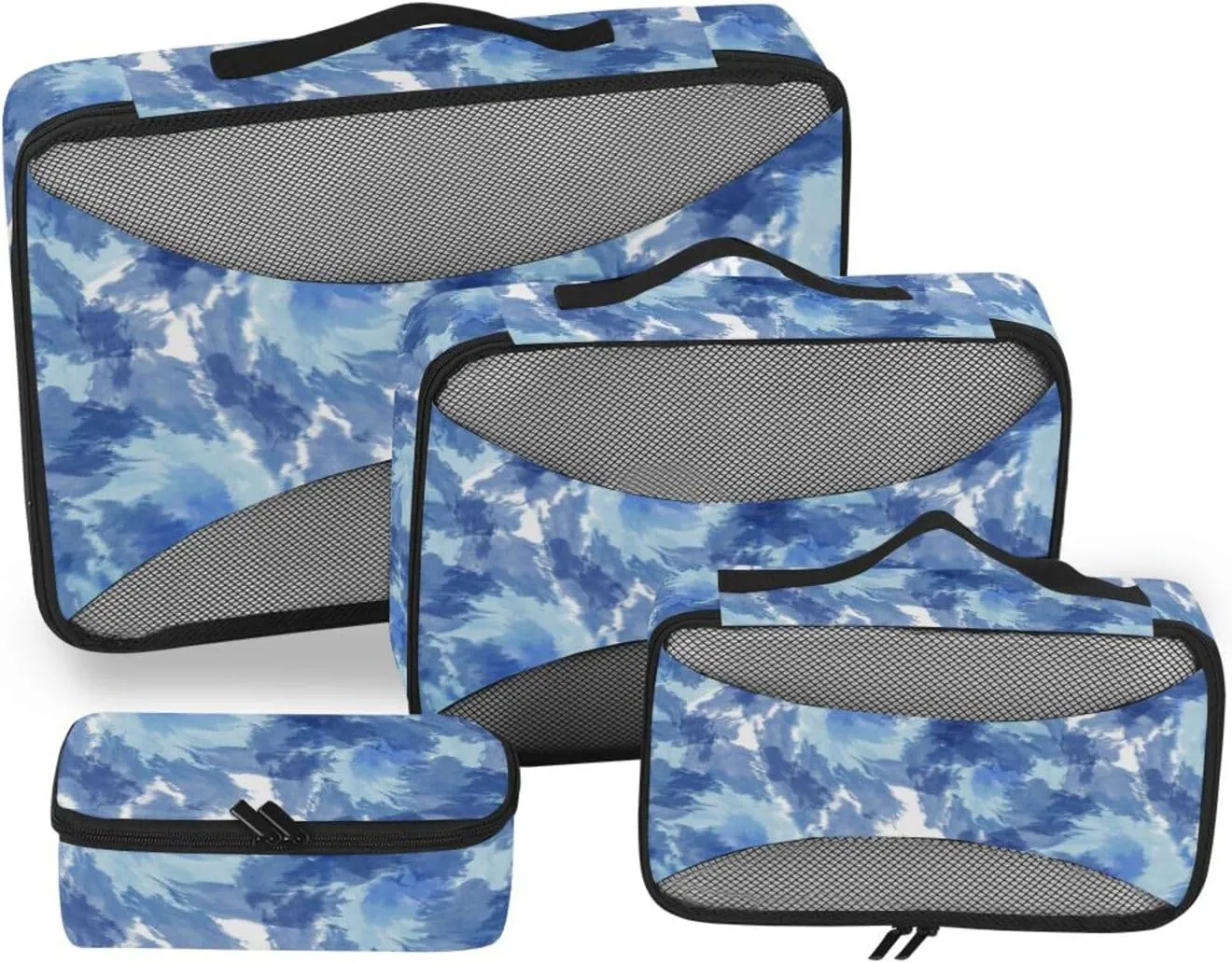Travel Cubes Set of 4 Luggage Cubes for Packing Travel Cubes for Luggage Packing Cubs Blue Tie Dyed