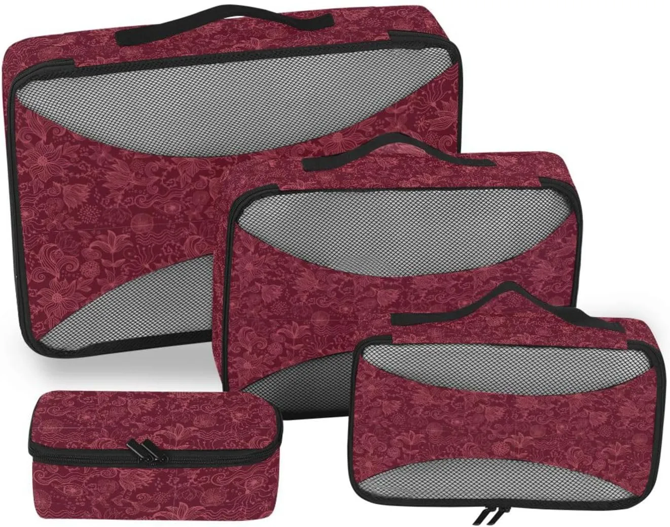 Travel Cubes Set of 4 Luggage Cubes Travel Cubes for Packing Women Packing Cubed Burgundy Flower