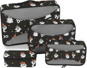 Travel Cubes Set of 4 Luggage Organizer Bags Luggage Packing Cubes for Travel Packing Cuves Happy Halloween Party