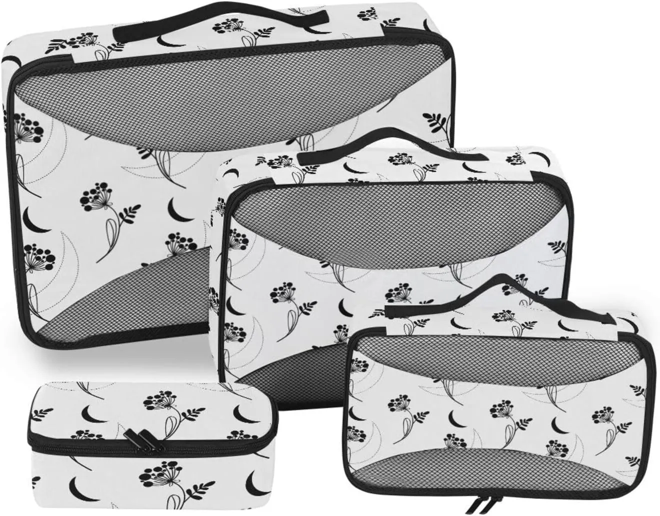 Travel Cubes Set of 4 Luggage Organizer Packing Cubes for Luggage Packing Cubed Moon Floral