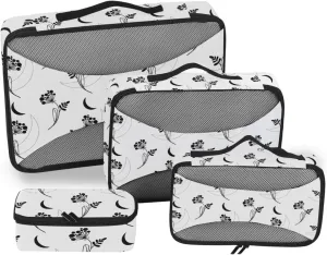 Travel Cubes Set of 4 Luggage Organizer Packing Cubes for Luggage Packing Cubed Moon Floral