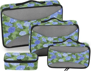 Travel Cubes Set of 4 Luggage Organizers for Suitcase Travel Compartment Organizer Bags Packing Cubed Summer Flowers Morning Glory