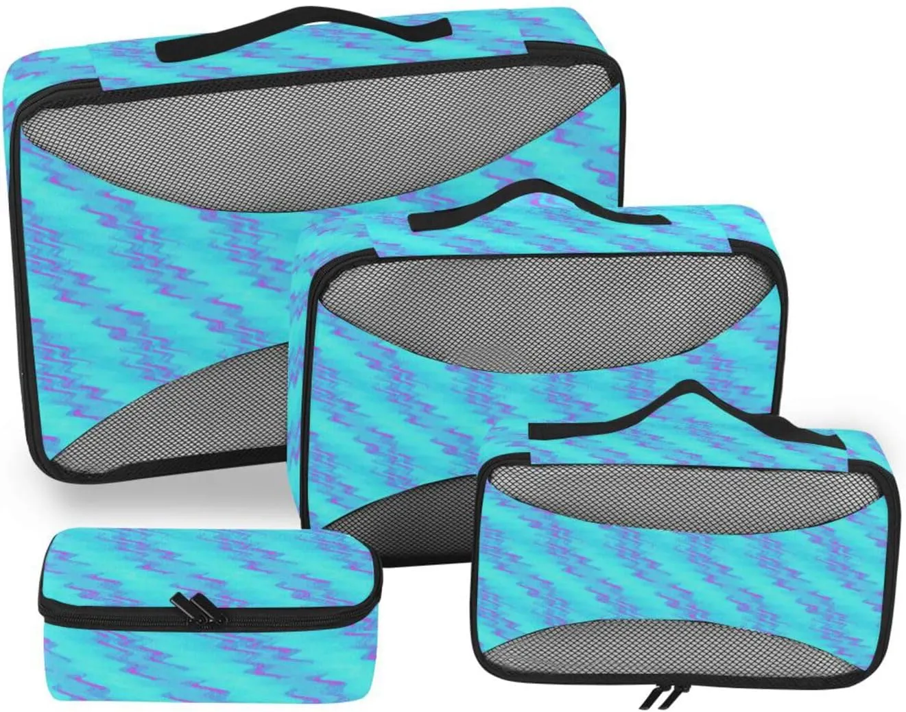 Travel Cubes Set of 4 Suitcase Organizer Bags Suitcase Packing Cubes for Travel Pqcking Cubes Blue Waves