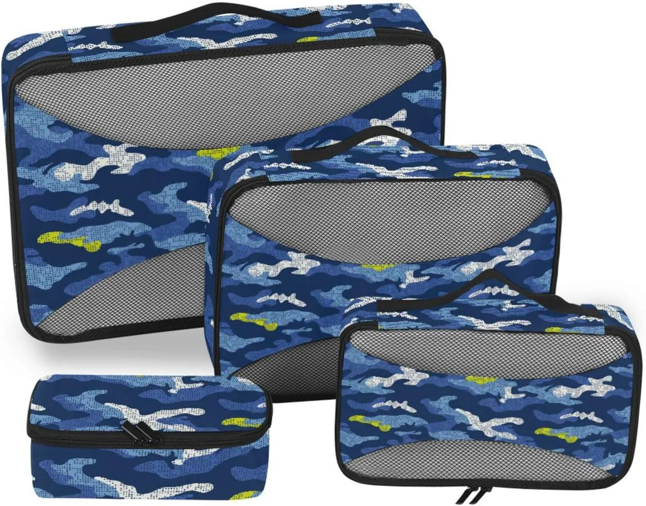 Travel Packing Cubes 4 Set Luggage Cubes for Packing Packing Cubes for Luggage Pcking Cubes Camouflage Blue