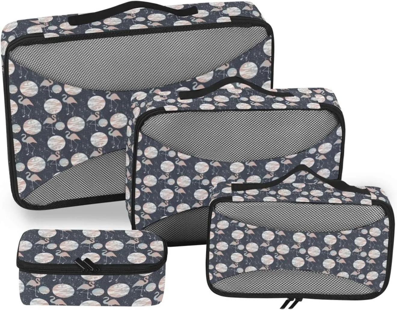 Travel Packing Cubes 4 Set Luggage Cubes Luggage Packing Cubes for Travel Packing Cuves Flamingo Planets