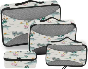 Travel Packing Cubes 4 Set Luggage Cubes Packing Cubes for Travel Women Packing Cubed Summer Tropical Island