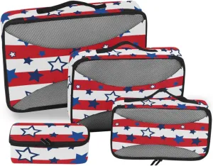 Travel Packing Cubes 4 Set Luggage Organizer Bags Travel Compartment Organizer Bags Pcking Cubes American Flag