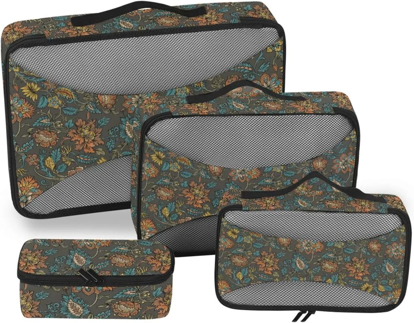 Travel Packing Cubes 4 Set Suitcase Organizer Bags Packing Cubes for Travel Women Packing Cunes Indian Paisley Floral