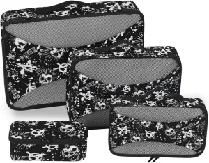 Travel Packing Cubes 4 Set Suitcase Organizer Suitcase Organizers Packing Cubea Punk Skull