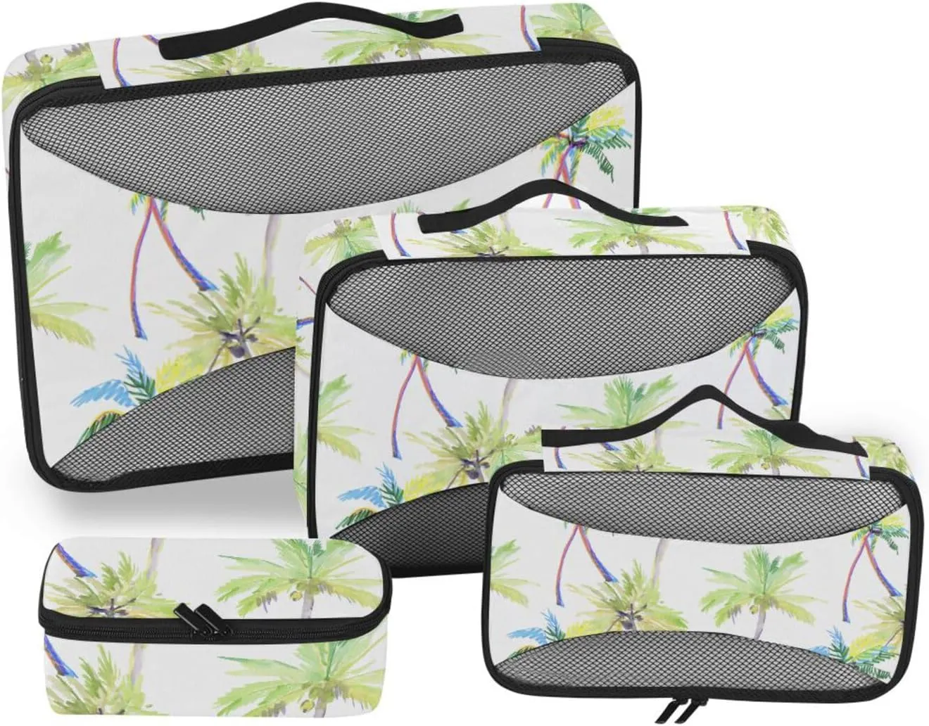 Travel Packing Cubes Set of 4 Luggage Organizer Bags Suitcase Packing Cubes for Travel Packing Cubea Watercolor Palm Tree