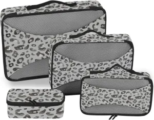 Travel Packing Cubes Set of 4 Luggage Organizer Bags Travel Cubes for Packing Carry on Bag Packing Cubs Leopard Print Pattern