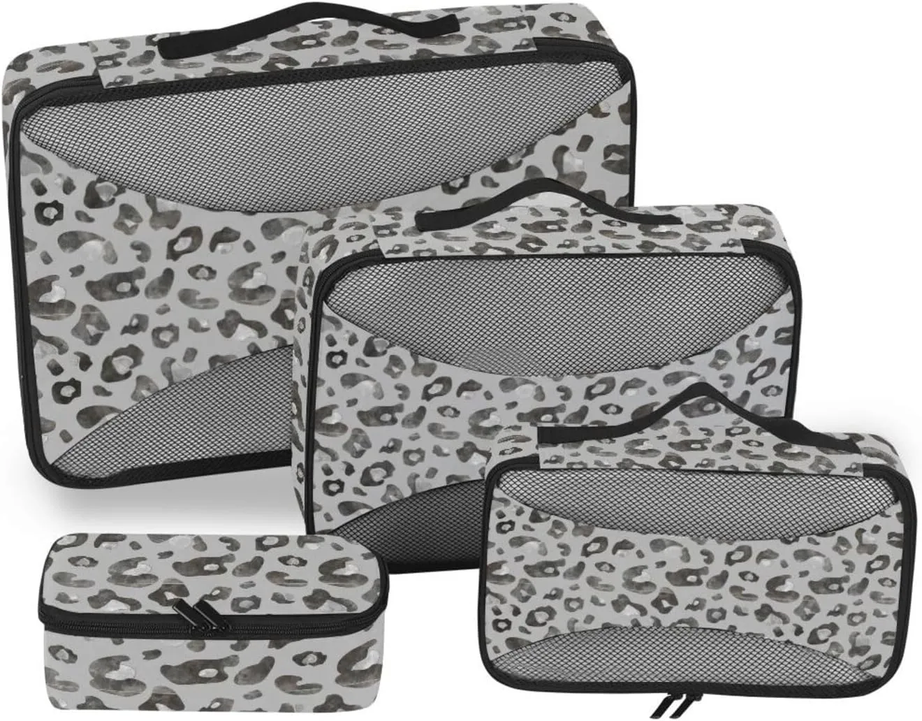 Travel Packing Cubes Set of 4 Luggage Organizer Bags Travel Cubes for Packing Carry on Bag Packing Cubs Leopard Print Pattern