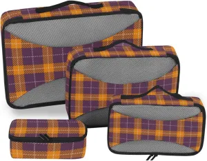 Travel Packing Cubes Set of 4 Luggage Organizer Packing Cubes Travel Packing Cubea Violet Plaid