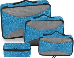 Travel Packing Cubes Set of 4 Luggage Organizer Suitcase Cubes for Packing Packing Cubed Blue Water