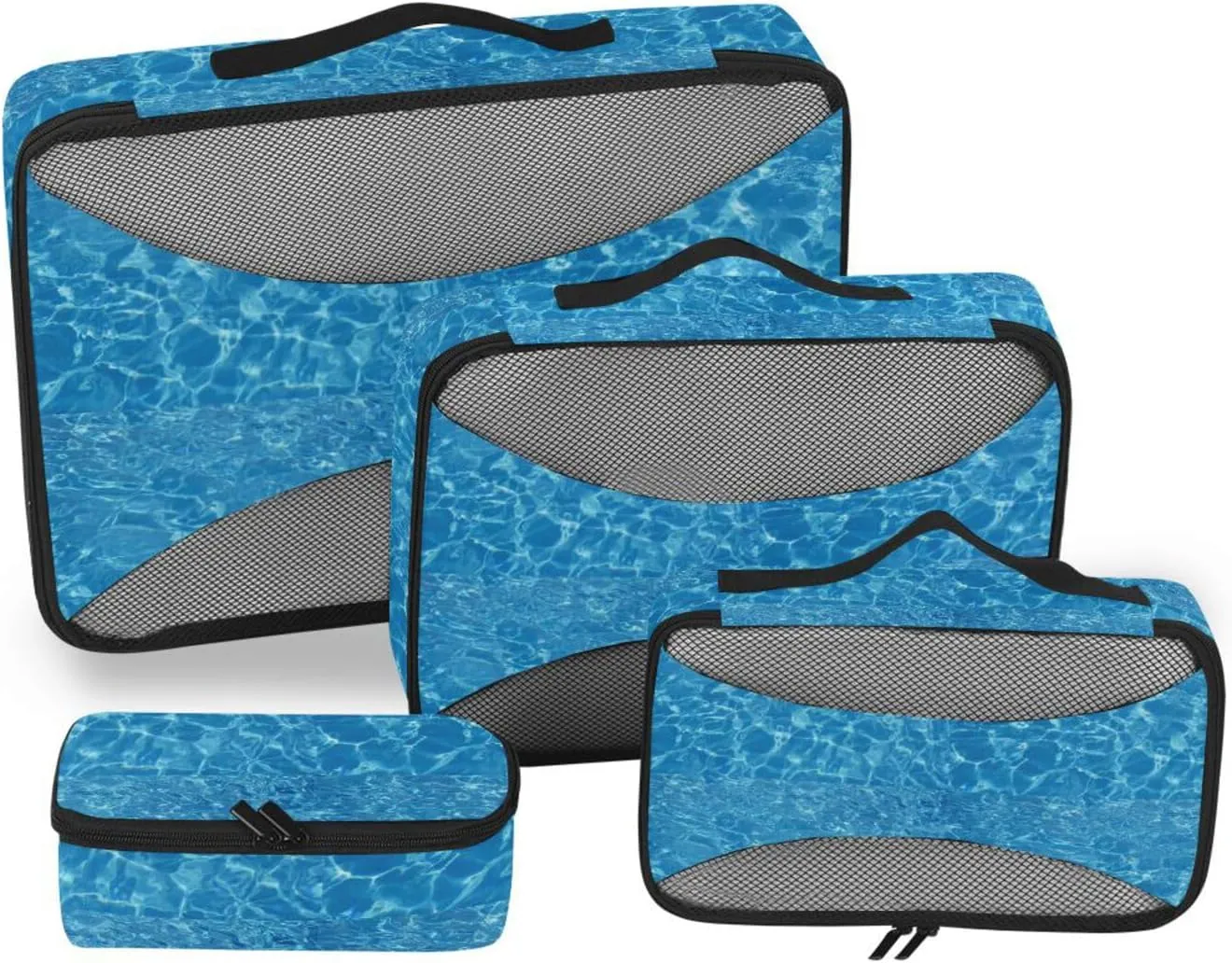 Travel Packing Cubes Set of 4 Luggage Organizer Suitcase Cubes for Packing Packing Cubed Blue Water