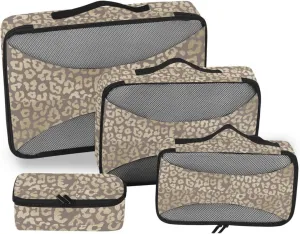 Travel Packing Cubes Set of 4 Luggage Organizer Traveling Packing Cubes Pcking Cubes Leopard Printed