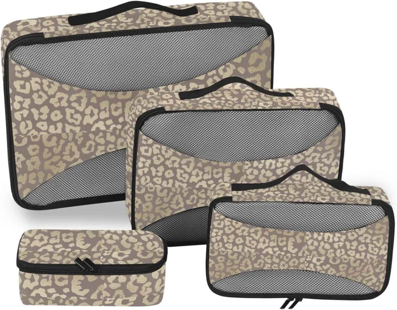 Travel Packing Cubes Set of 4 Luggage Organizer Traveling Packing Cubes Pcking Cubes Leopard Printed
