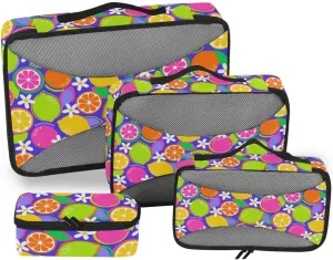 Travel Packing Cubes Set of 4 Luggage Organizers for Suitcase Suitcase Organizers Oacking Cubes Cute Colorful Fruits