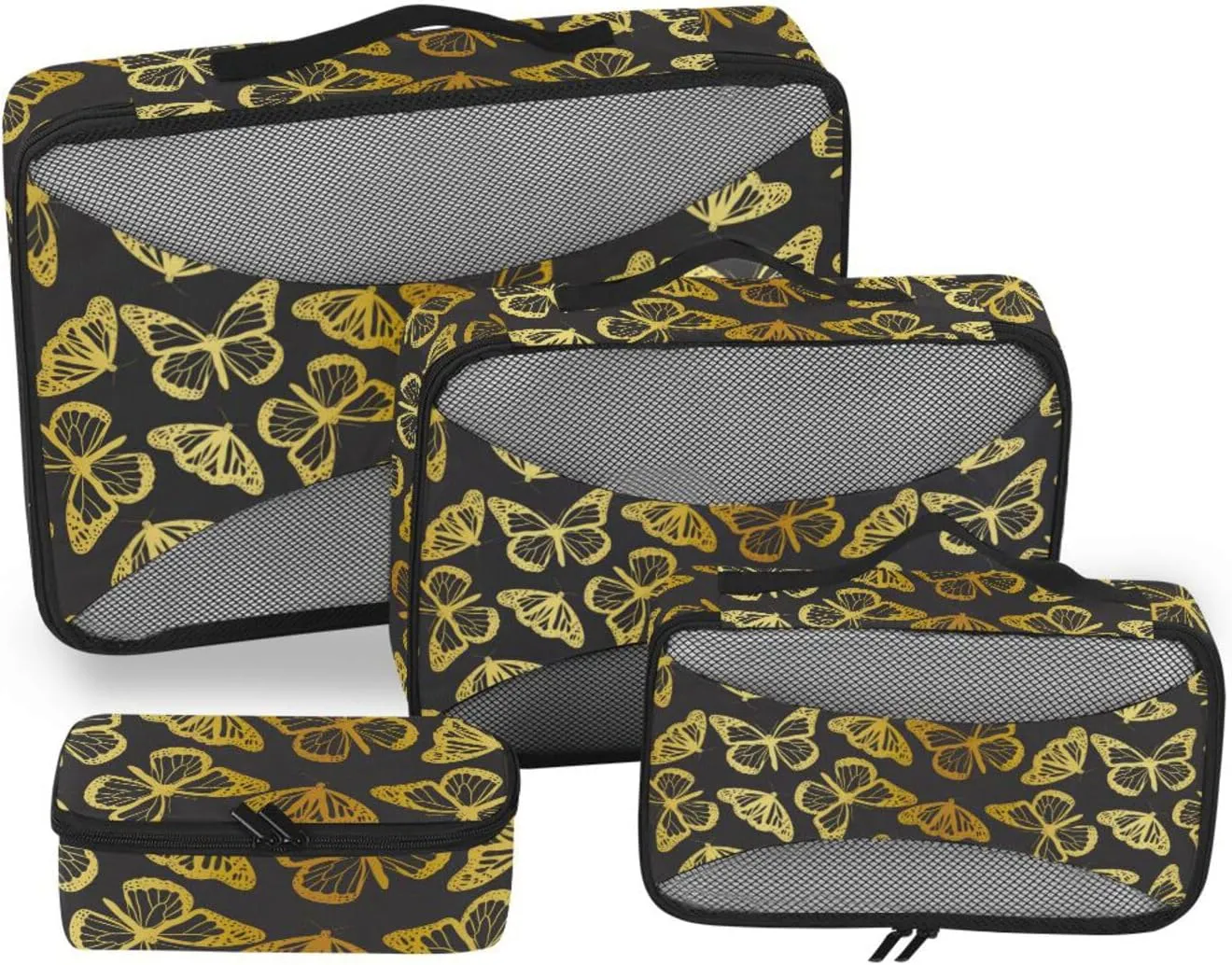 Travel Packing Cubes Set of 4 Luggage Packing Cubes Travel Cubes for Luggage Packimg Cubes Golden Butterfly
