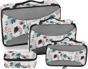 Travel Packing Cubes Set of 4 Suitcase Organizer Bags Travel Cubes for Luggage Packing Cubea Spring Flowers