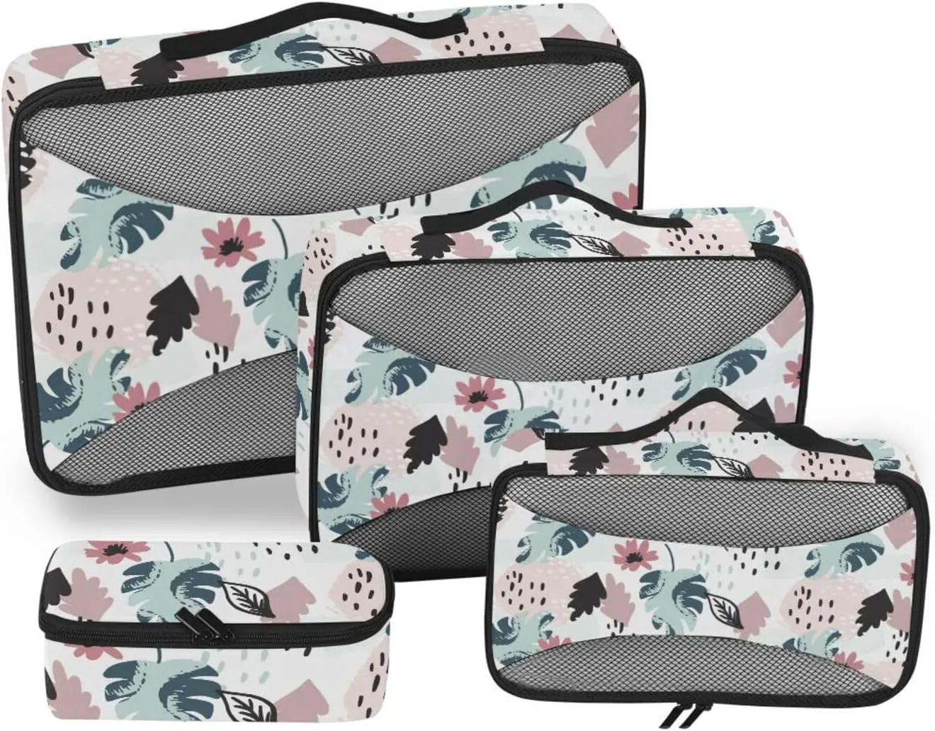 Travel Packing Cubes Set of 4 Suitcase Organizer Bags Travel Cubes for Luggage Packing Cubea Spring Flowers