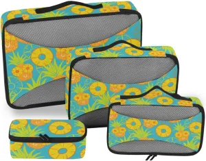 Travel Packing Cubes Set of 4 Suitcase Organizer Bags Travel Organizers Packing Cunes Pineapple Doodle