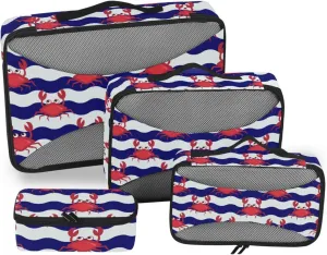 Travel Packing Cubes Set of 4 Suitcase Organizer Packing Cubes for Travel Women Pqcking Cubes Cute Crabs