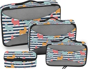 Travel Packing Organizers 4 Set Luggage Cubes for Packing Travel Compartment Organizer Bags Packing Cuves Alpaca Stripe