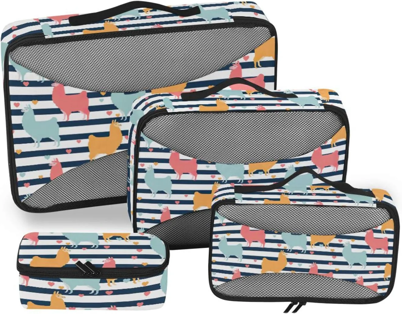 Travel Packing Organizers 4 Set Luggage Cubes for Packing Travel Compartment Organizer Bags Packing Cuves Alpaca Stripe
