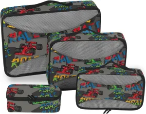 Travel Packing Organizers 4 Set Luggage Cubes Travel Cubes for Packing Women Packimg Cubes Grunge Sport Cars