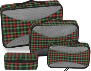 Travel Packing Organizers 4 Set Luggage Packing Cubes Suitcase Packing Cubes Packing Cubs Plaid