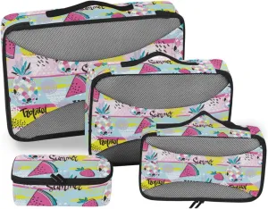 Travel Packing Organizers 4 Set Luggage Packing Cubes Travel Cubes for Luggage Packimg Cubes Cute Fruits Pattern