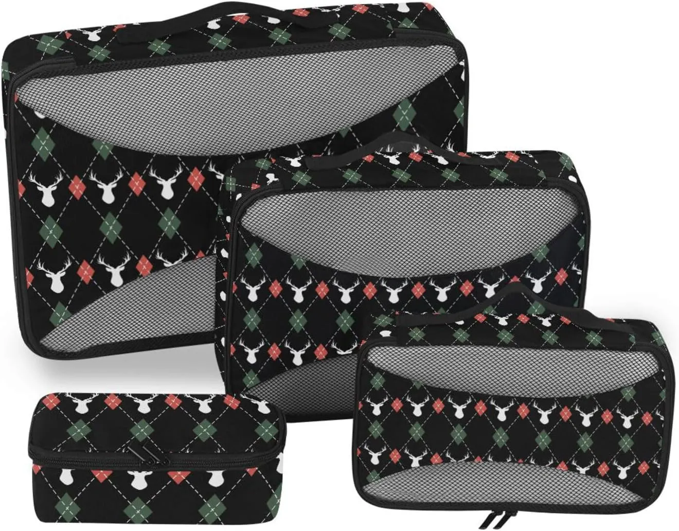 Travel Packing Organizers 4 Set Suitcase Organizer Bags Packing Cubes for Travel Women Pcking Cubes Argyle Deers