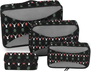 Travel Packing Organizers 4 Set Suitcase Organizer Bags Packing Cubes for Travel Women Pcking Cubes Argyle Deers