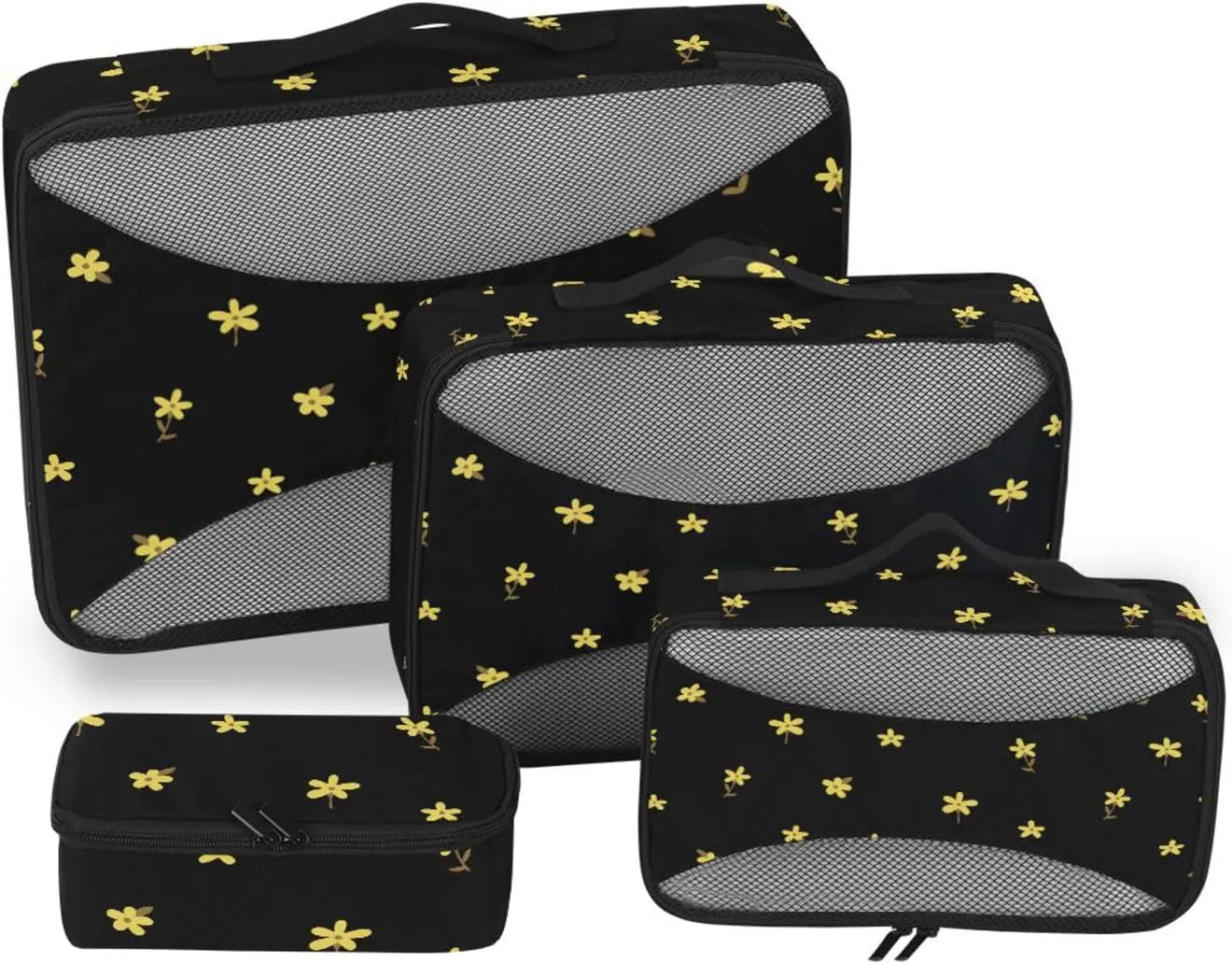 Travel Packing Organizers Set of 4 Luggage Bags Organizers Packing Cubes Travel Paxking Cubes Cute Yellow Floral