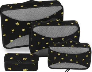Travel Packing Organizers Set of 4 Luggage Bags Organizers Packing Cubes Travel Paxking Cubes Cute Yellow Floral