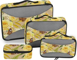 Travel Packing Organizers Set of 4 Luggage Cubes for Packing Travel Organizers Packing Cuves Vintage Flowers