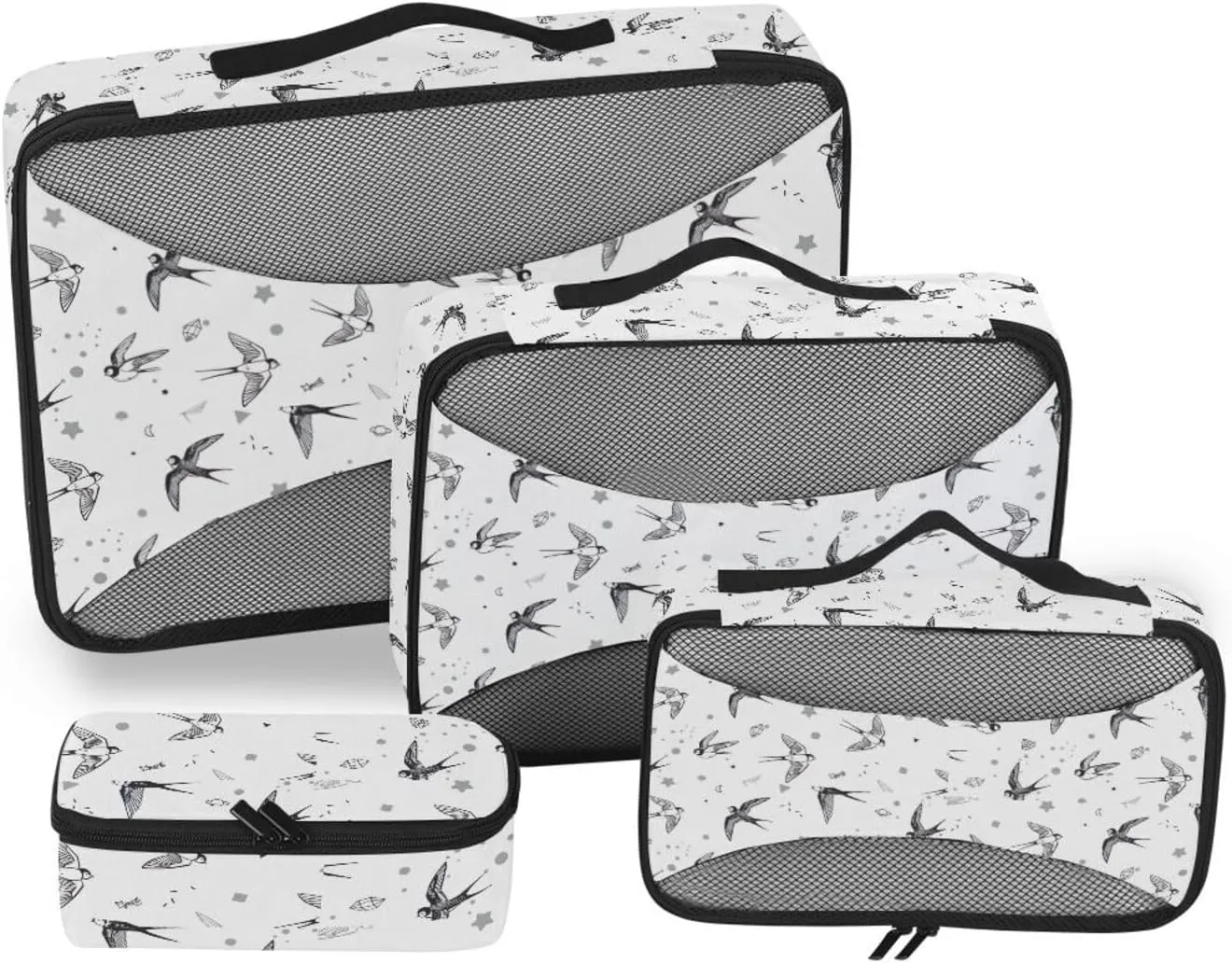 Travel Packing Organizers Set of 4 Luggage Organizer Suitcase Cubes Packing Cunes Swallow Bird
