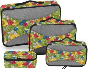 Travel Packing Organizers Set of 4 Suitcase Organizer Bags Suitcase Packing Cubes Pqcking Cubes Tropical Summer Vintage