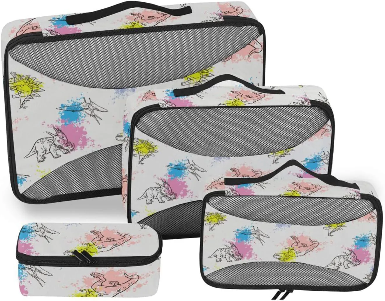 Travel Packing Organizers Set of 4 Suitcase Organizer Suitcase Packing Cubes Oacking Cubes Dinosaurs Spray Paint