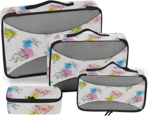 Travel Packing Organizers Set of 4 Suitcase Organizer Suitcase Packing Cubes Oacking Cubes Dinosaurs Spray Paint