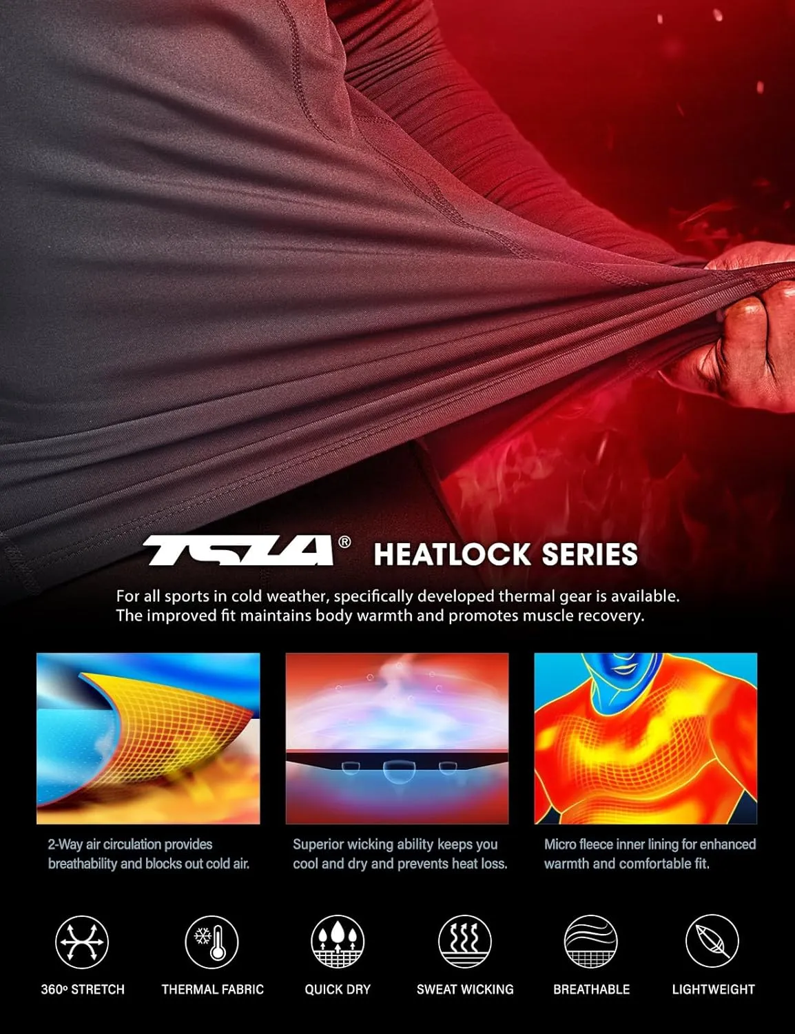 TSLA Men's Thermal Long Sleeve Compression Shirts, Mock/Turtleneck Winter Sports Running Base Layer Top