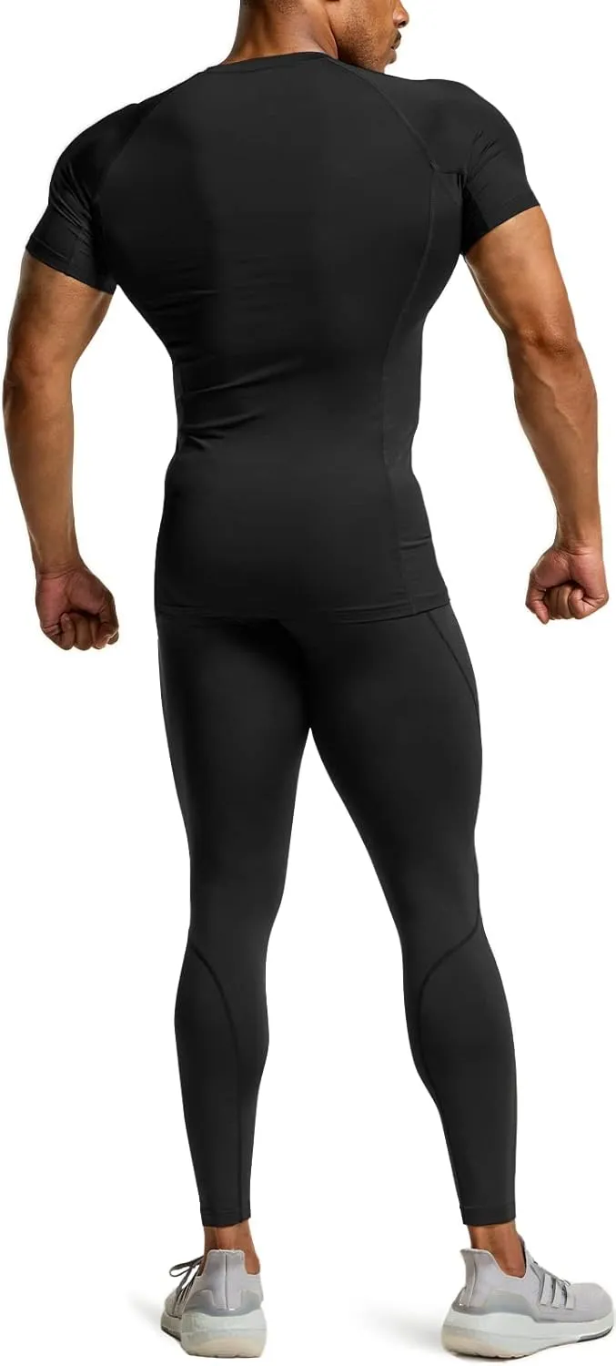 TSLA Men's UPF 50  Quick Dry Short Sleeve Compression Shirts, Athletic Workout Shirt, Water Sports Rash Guard