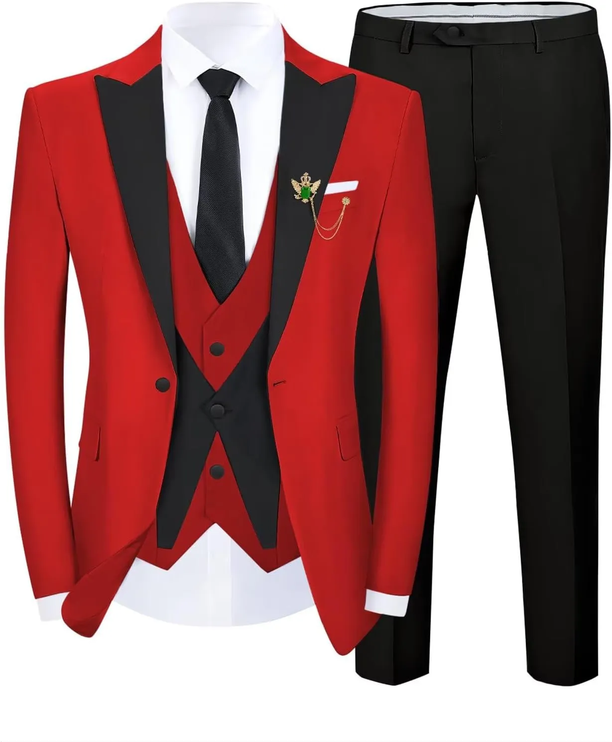 Tuxedo Men Suit Slim Fit 3 Piece Men Suits for Wedding Prom Groom Fashion One Button Blazer Vest Pants Set