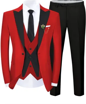 Tuxedo Men Suit Slim Fit 3 Piece Men Suits for Wedding Prom Groom Fashion One Button Blazer Vest Pants Set