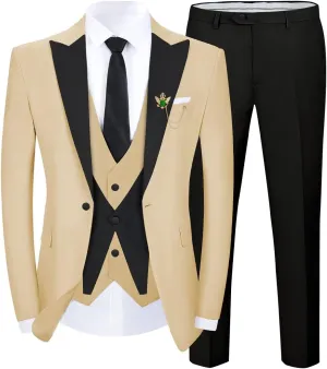 Tuxedo Men Suit Slim Fit 3 Piece Men Suits for Wedding Prom Groom Fashion One Button Blazer Vest Pants Set
